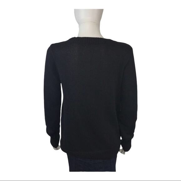 Christmas Holiday Snowman NWT Sweater Cozy Black & White Mesh + Lace - Picture 5 of 6